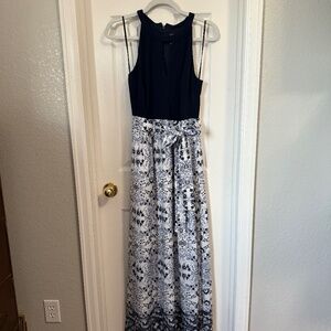 Vince Camino keyhole navy floral maxi dress